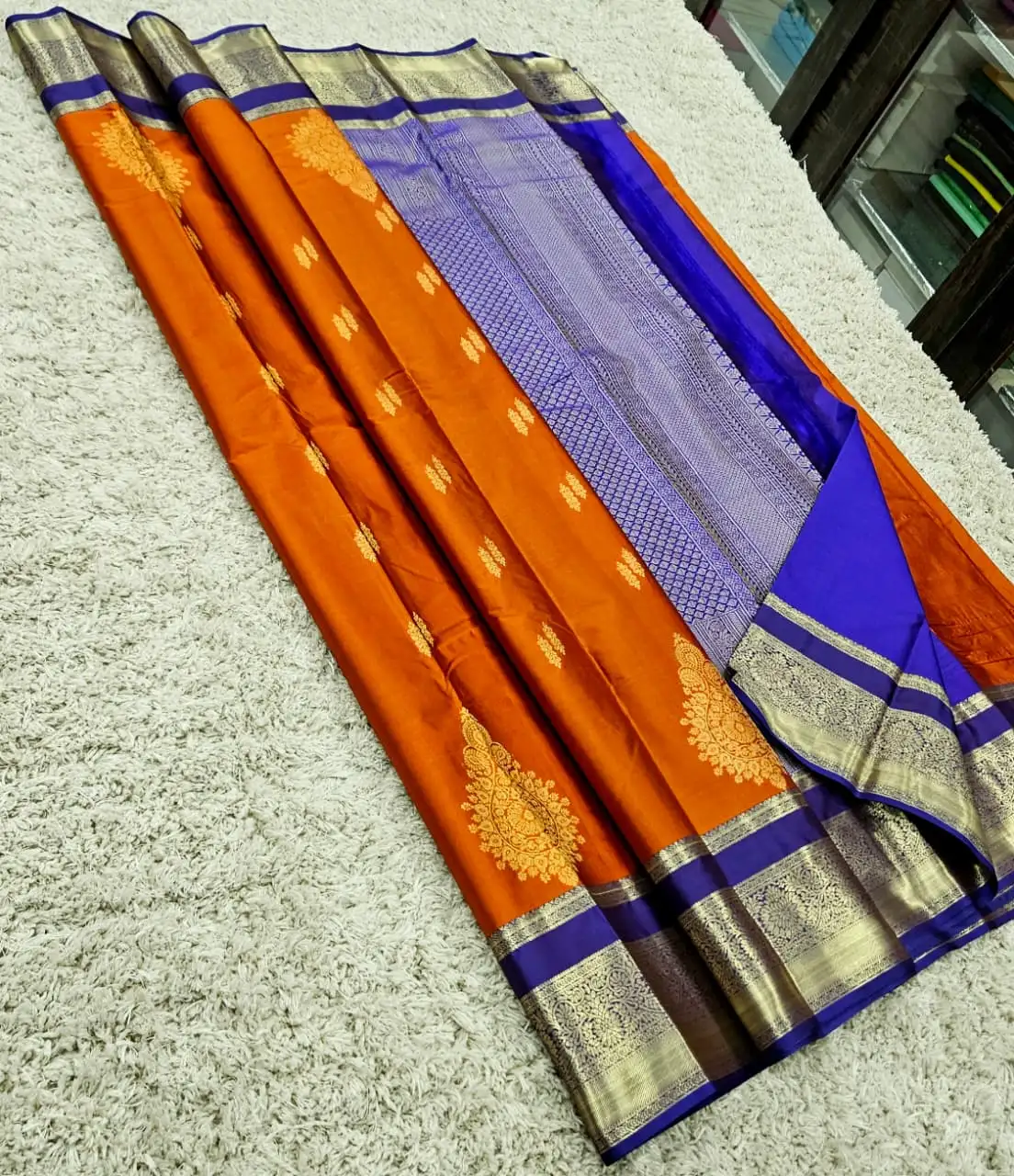 Kanchi Signature Butta Stripe Pallu Mixed Silk Saree